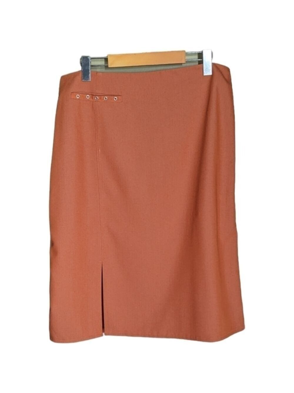 12 - Rio Sud • Orange Peach Pencil Skirt with Slit & Grommet Pocket Detail
